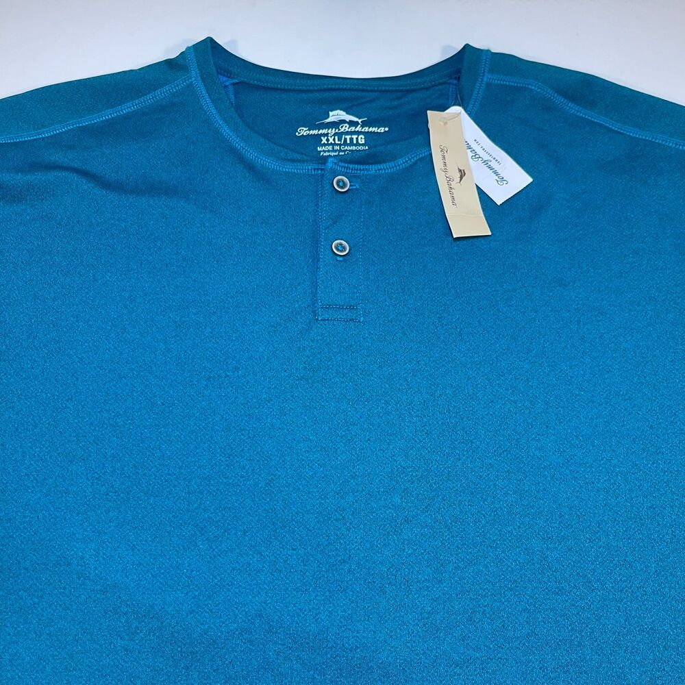 NEW Tommy Bahama Paradise Street Henley Long Sleeve Shirt Sz Mens XXL Teal